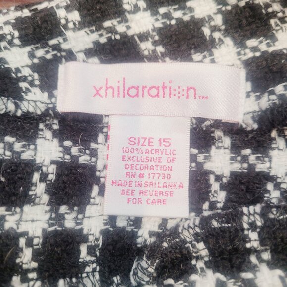 Xhilaration Mini Skirt Black White Tweed Houndstooth A-line - Picture 5 of 6